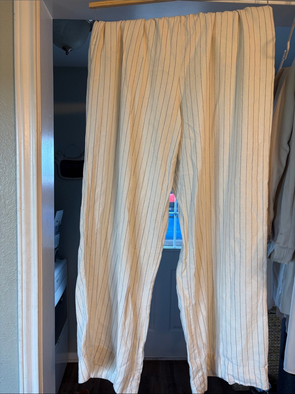 Women’s Cream Pinstripe Casual Pants